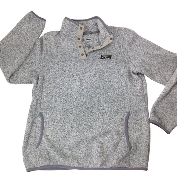 L.L. Bean 1/4 T Snap Pullover Sweater Jacket Knit Gray Women's Medium 292726 - Picture 6 of 8